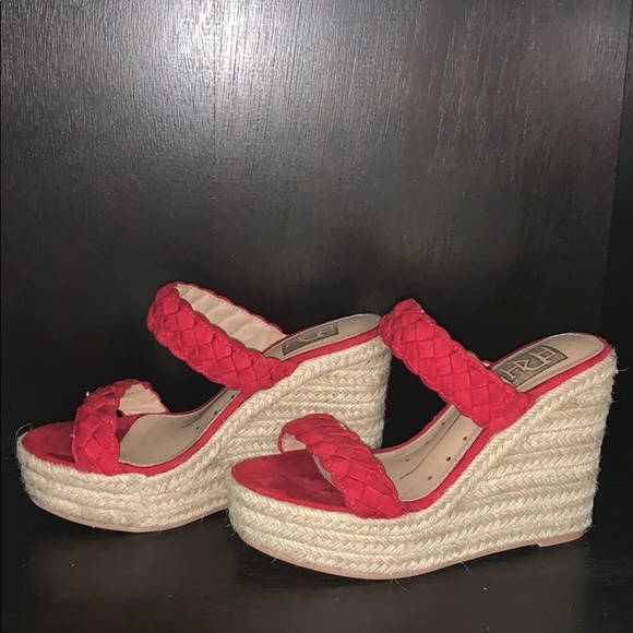 Fahrenheit Slip On Women Wedge Espadrilles in Red - Picture 5 of 11